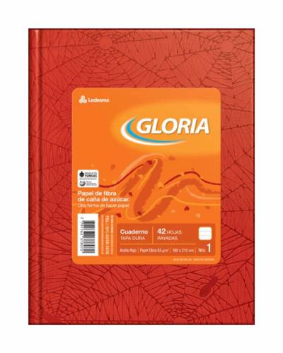 Cuaderno Gloria Td Forrado Rojo X 42 Hjs Rayado