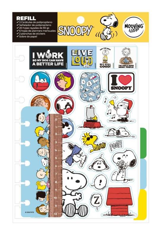 Repuesto De Cuaderno Mooving Loop A5 Snoopy 1724134