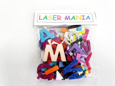 Goma Eva Letras Abecedario Brillo 3 Cm Chico Bolsa X 80