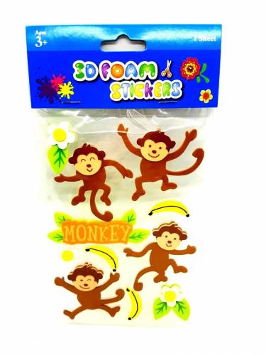 Goma Eva Figuras 3d Stickers En Plancha Monkey 50395