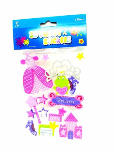 Goma Eva Figuras 3d Stickers En Plancha Princesas 50369