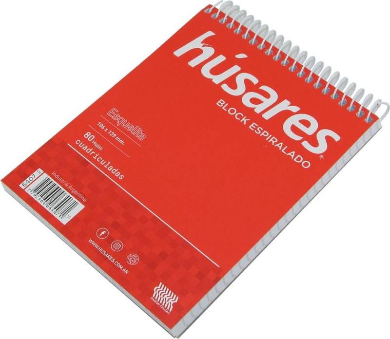 Block Husares 6407 C/Espiral A6 X 80 Hjs Cuadriculado