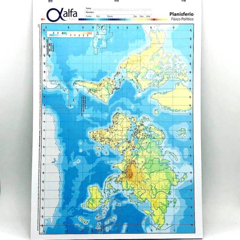 Mapa Alfa N°3 Físico Político Planisferio 40 Hjs