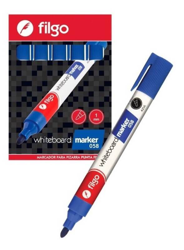 Marcador Filgo 058 P/Pizarra Blanca Pta Red Azul