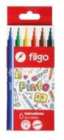 Marcadores Filgo Pinto Escolar Caja X 6 Colores 2220