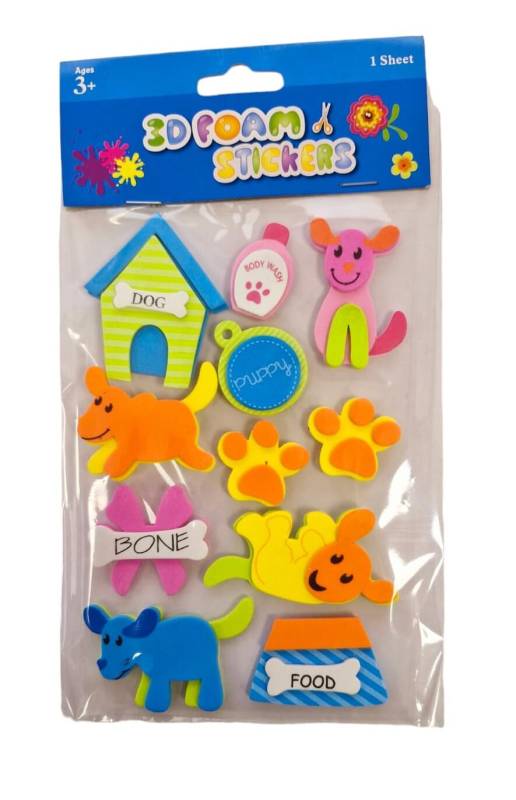 Goma Eva Figuras 3D Stickers En Plancha Dog 50391