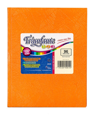 Cuaderno Triunfante 123 Forrado 19X23 T/D 96 Hjs Rayado Naranja