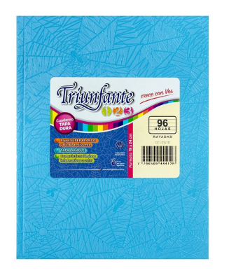 Cuaderno Triunfante 123 Forrado 19X23 T/D 96 Hjs Rayado Celeste