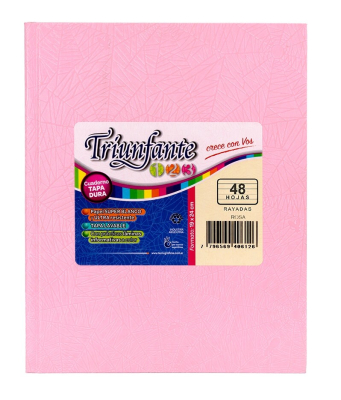 Cuaderno Triunfante 123 Forrado 19X23 T/D 48 Hjs Rayado Rosa