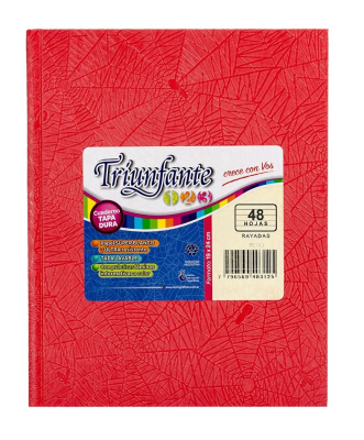 Cuaderno Triunfante 123 Forrado 19X23 T/D 48 Hjs Rayado Rojo
