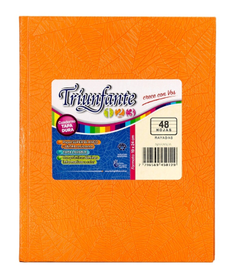 Cuaderno Triunfante 123 Forrado 19X23 T/D 48 Hjs Rayado Naranja