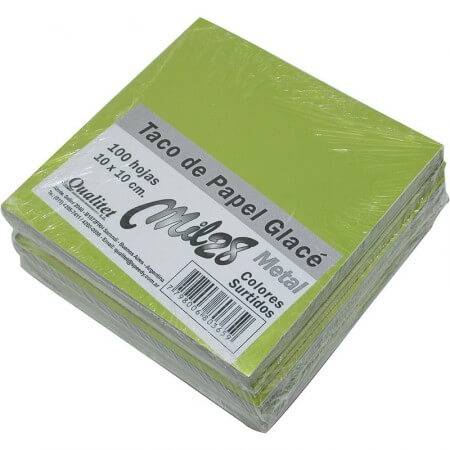 Papel Glase Metalizado 10X10 Taco X 100