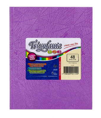 Cuaderno Triunfante 123 Forrado 19X23 T/D 48 Hjs Rayado Lila