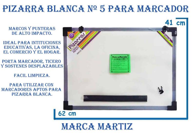 Pizarra Blanca Nº5 Marco Plastico 46X61Cm