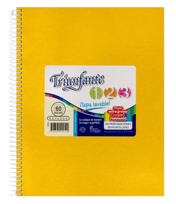 Cuaderno Triunfante Forrado 21X27 C/Esp 60 Hjs Rayado Amarillo