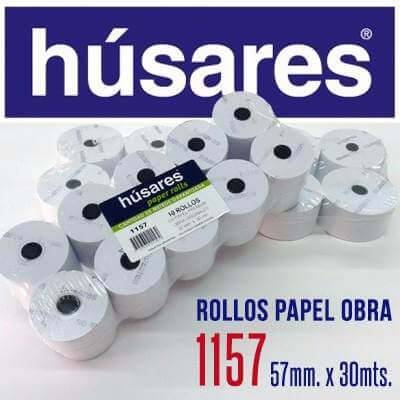Rollo Husares P/Registradora 1157 Papel Obra 57Mm X 30Mts Paq X 10 Unid