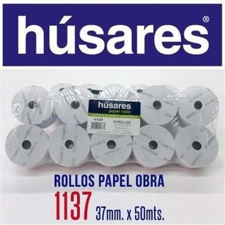 Rollo Husares P/Registradora 1137 Papel Obra 37Mm X 50Mts Paq X 10 Unid