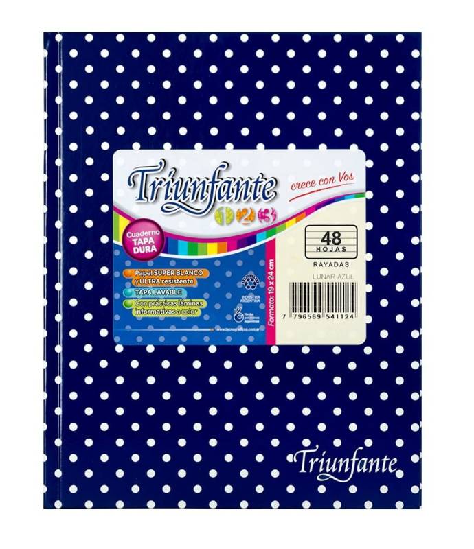 Cuaderno Triunfante 123 Lunares 19X23 T/D 48 Hjs Rayado Azul