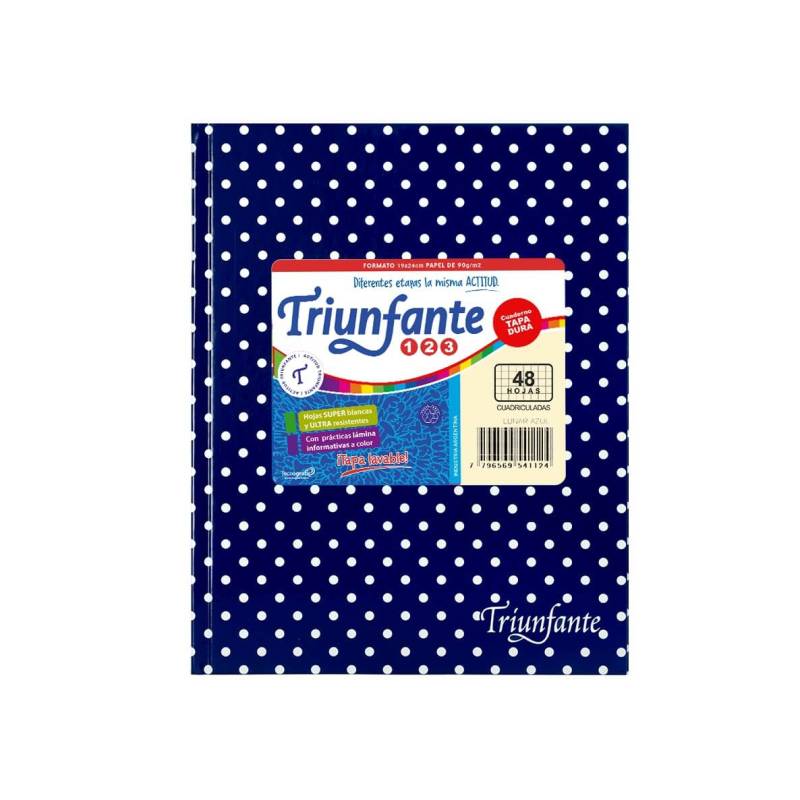 Cuaderno Triunfante 123 Lunares 19X23 T/D 48 Hjs Cuadriculado Azul