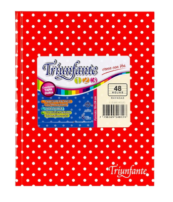 Cuaderno Triunfante 123 Lunares 19X23 T/D 48 Hjs Rayado Rojo