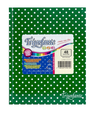 Cuaderno Triunfante 123 Lunares 19X23 T/D 48 Hjs Rayado Verde
