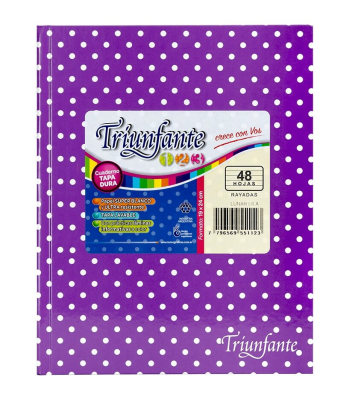 Cuaderno Triunfante 123 Lunares 19X23 T/D 48 Hjs Rayado Lila