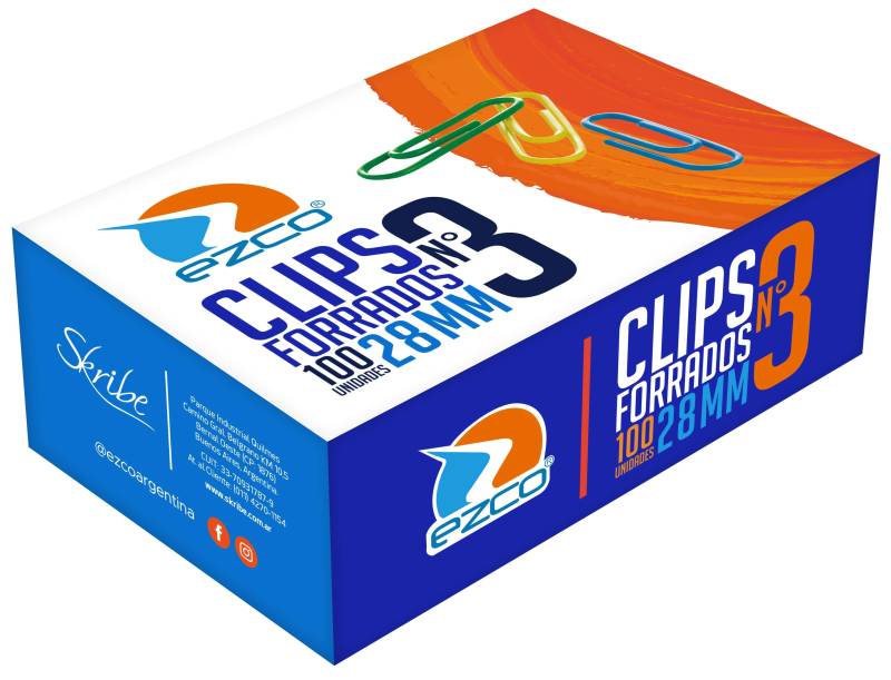 Clips Ezco Forrado Color N° 3 X 100 Un