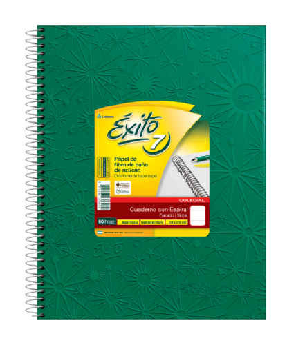 Cuaderno Éxito E7 21x27 Forrado Verde C/esp T/d 60 Hjs Rayado