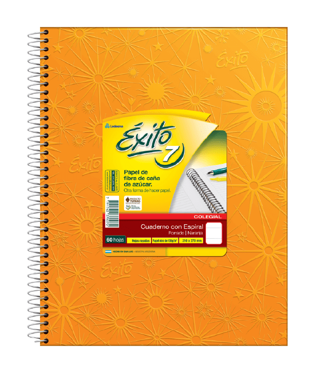 Cuaderno Éxito E7 21X27 Forrado Naranja C/Esp T/D 60 Hjs Rayado