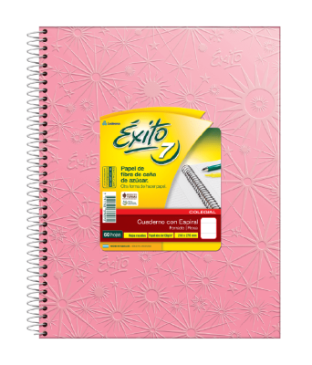 Cuaderno Éxito E7 21X27 Forrado Rosa C/Esp T/D 60 Hjs Rayado