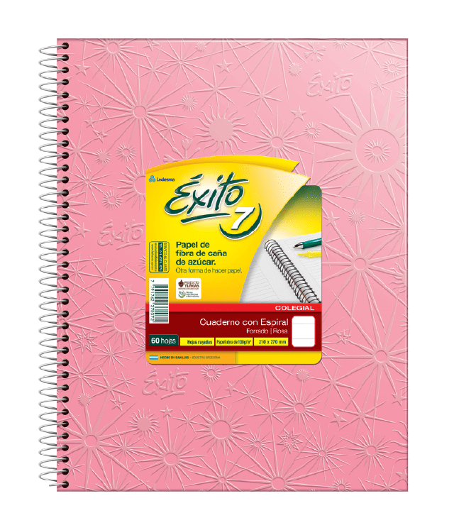 Cuaderno Éxito E7 21X27 Forrado Rosa C/Esp T/D 60 Hjs Rayado