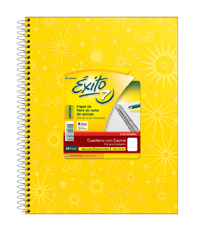Cuaderno Éxito E7 21X27 Forrado Amarillo C/Esp T/D 60 Hjs Rayado