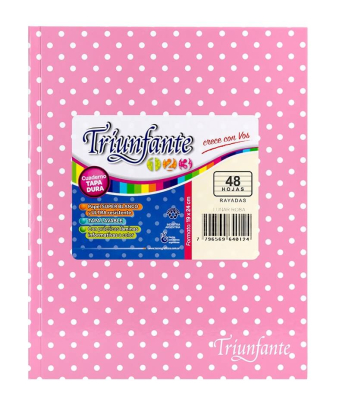 Cuaderno Triunfante 123 Lunares 19X23 T/D 48 Hjs Rayado Rosa
