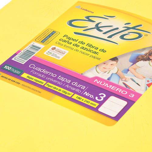 Cuaderno Éxito 19X24 Forrado Td 100 Hjs Rayado Amarillo