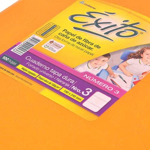Cuaderno Éxito 19X24 Forrado Td 100 Hjs Rayado Naranja