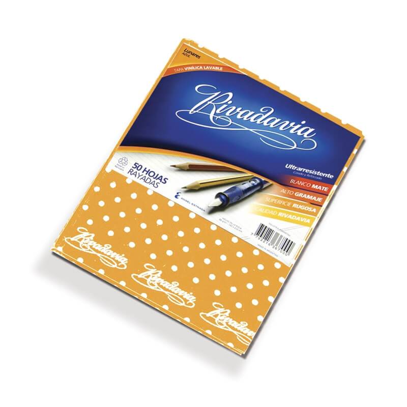 Cuaderno Rivadavia T/C Lunares Naranja 50H Ray