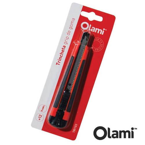 Cutter Olami Chico 9mm C/guia De Metal Y Grip Goma Tri103