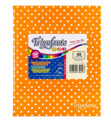 Cuaderno Triunfante 123 Lunares 19X23 T/D 48 Hjs Rayado Naranja
