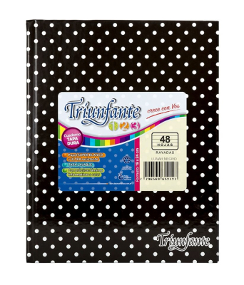 Cuaderno Triunfante 123 Lunares 19X23 T/D 48 Hjs Raya Negro Lunar Bco