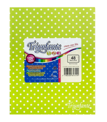 Cuaderno Triunfante 123 Lunares 19X23 T/D 48 Hjs Rayado Verde Mza