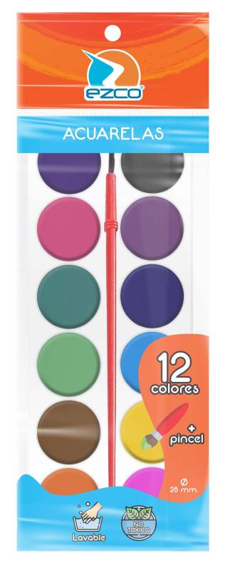 Acuarela Ezco Escolar X 12 Colores