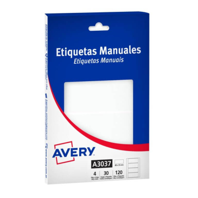 Etiquetas Avery A6 Comercial A3037 X 30 Hjs (88 X 35 Cm)
