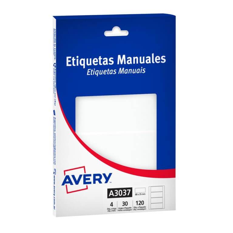Etiquetas Avery A6 Comercial A3037 X 30 Hjs (88 X 35 Cm)