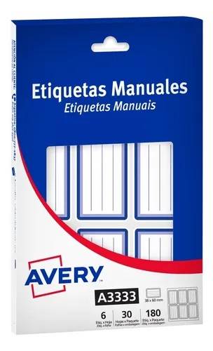 Etiquetas Escolar Rectang Avery(38X60) Azul A3333 X 180 Etiq