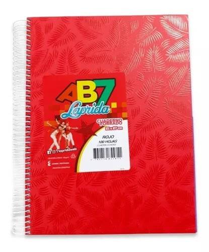 Cuaderno Laprida Ab7 21x27 C/esp T/d 100 H Raya Forrado Rojo