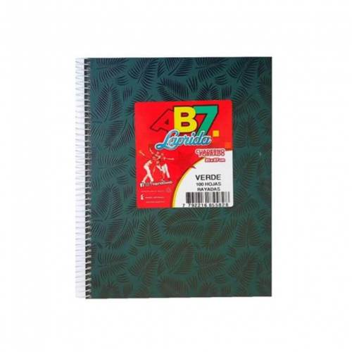 Cuaderno Laprida Ab7 21x27 C/esp T/d 100 H Raya Forrado Verde