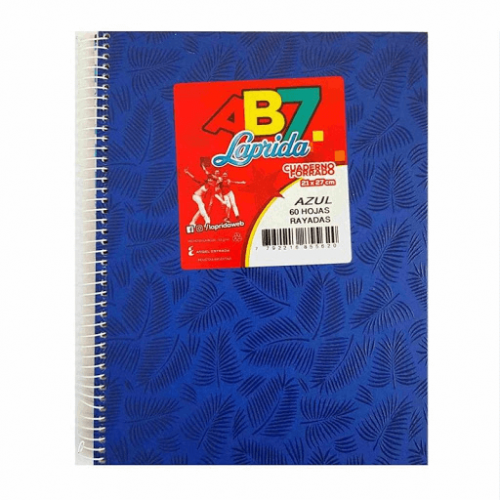 Cuaderno Laprida Ab7 21x27 C/esp T/d 60 H Raya Forrado Azul