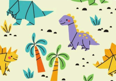 Papel Afiche Muresco F01462 Dino Origami Paq X 10 Un