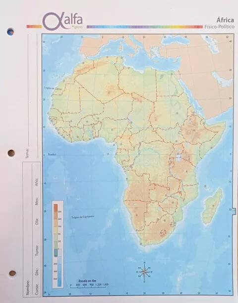 Mapa Alfa N°3 Físico Político África 40 Hjs