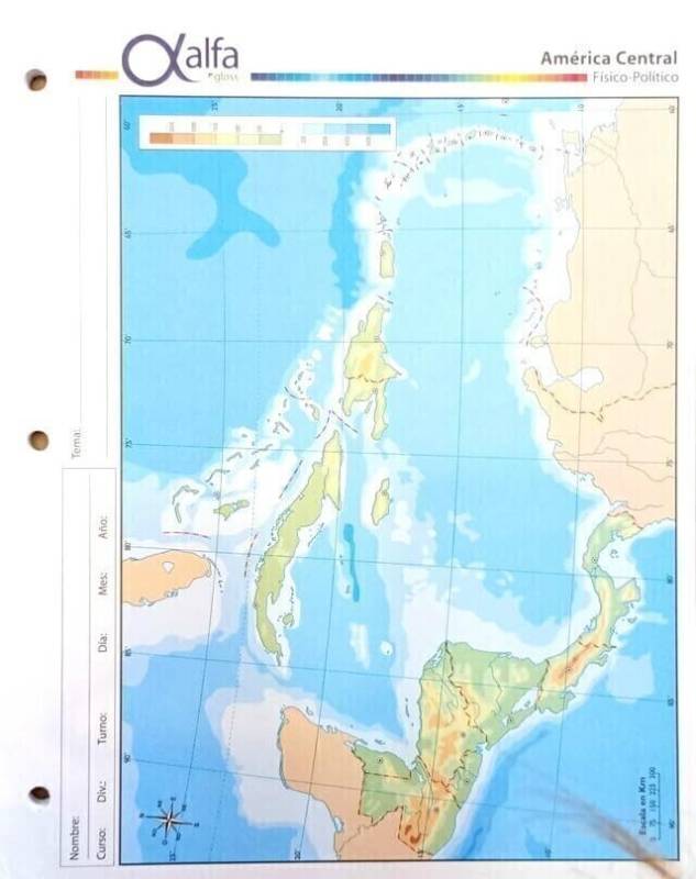Mapa Alfa N°3 Físico Político America Central 40 Hjs